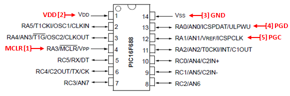 PIC 14 Pin Series ICSP Wiring Diagram