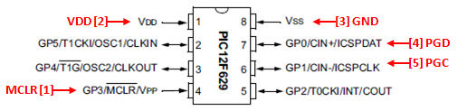 PIC 8 Pin Series ICSP Wiring Diagram