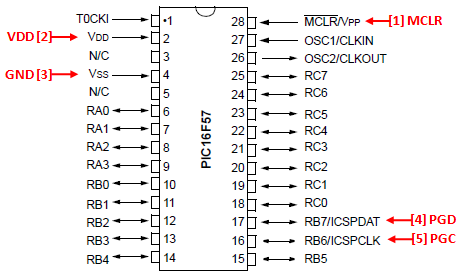 PIC16F57 ICSP Wiring Diagram