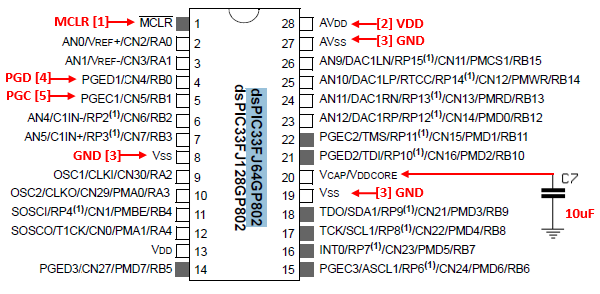 dsPIC33 Series ICSP Wiring Diagram