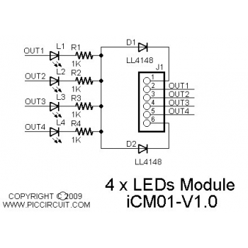 iCM01 - 4 x LEDs Module Schematic