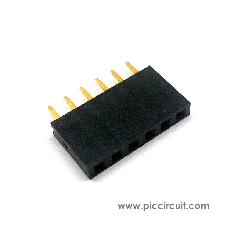 Pin Socket (2.54mm, Straight, 1x6 Way)