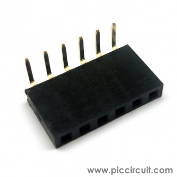 Pin Socket (2.54mm, Right Angle, 1x6 Way)