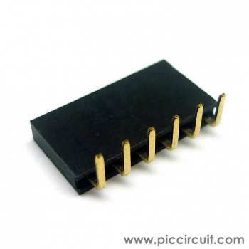 Pin Socket (2.54mm, Right Angle, 1x6 Way)
