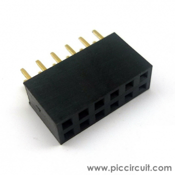 Pin Socket (2.54mm, Straight, 2x6 Way)