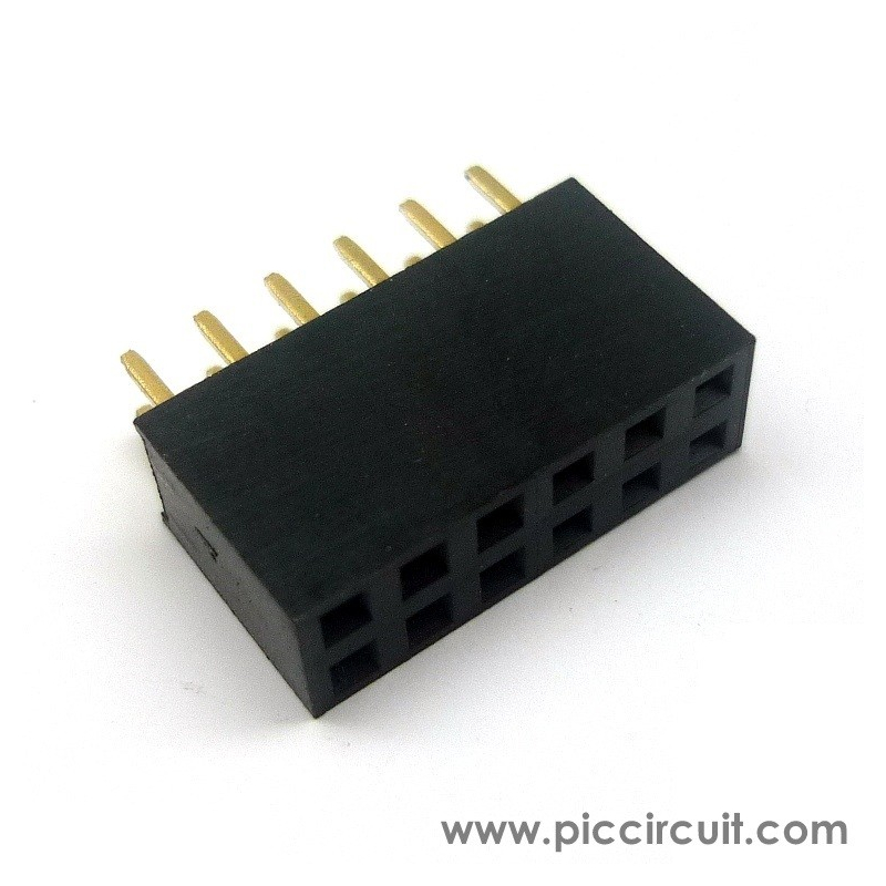 Pin Socket (2.54mm, Straight, 2x6 Way)