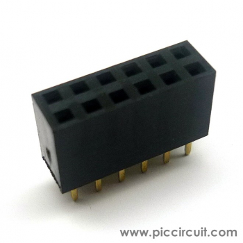 Pin Socket (2.54mm, Straight, 2x6 Way)