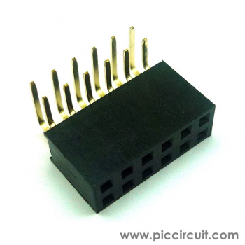 Pin Socket (2.54mm, Right Angle, 2x6 Way)