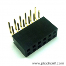 Pin Socket (2.54mm, Right Angle, 2x6 Way)