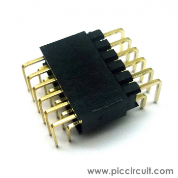 Pin Socket (2.54mm, Right Angle, 2x6 Way)