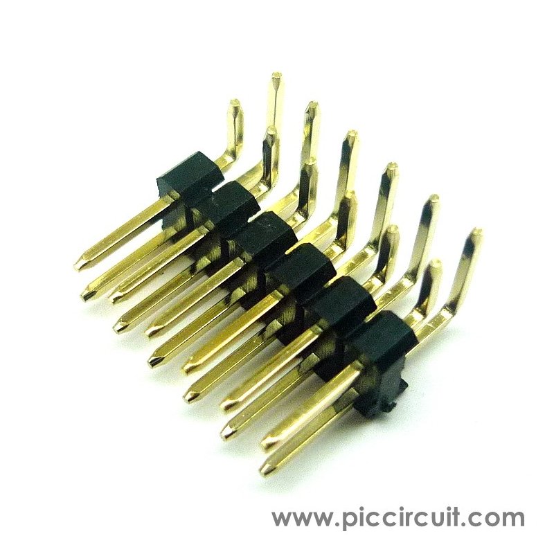 Pin Header (2.54mm, Right Angle, 2x6 Way, A:6mm)