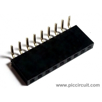 Pin Socket (2.54mm, Right Angle, 1x9 Way)
