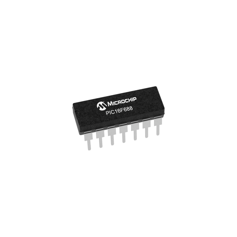256B 20MHz 8bit PIC Microcontroller 14-Pin PDIP 5 x Microchip PIC16F688-I/P
