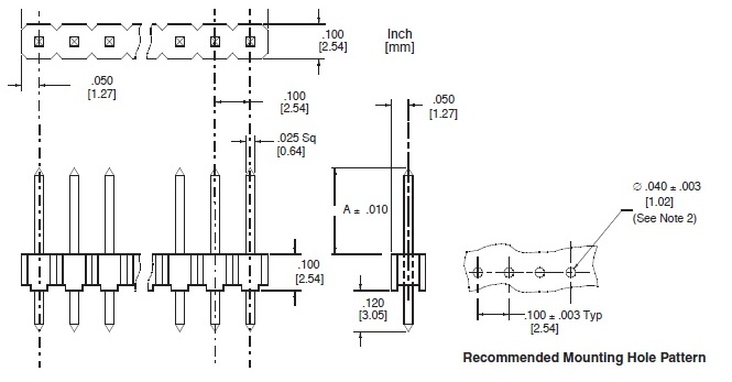 Pin Header 1x40 Drawing