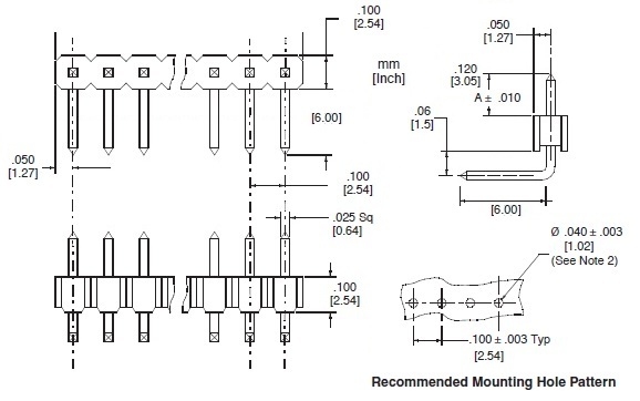 Pin Header 1x40 Drawing