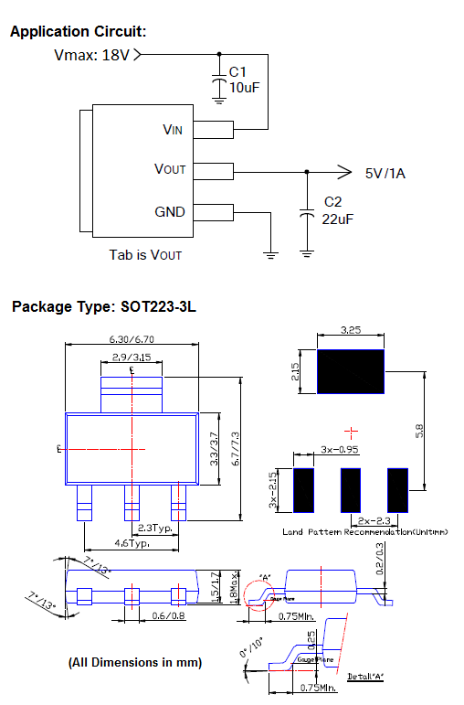 AP1117E50G-13 Pin Diagrams