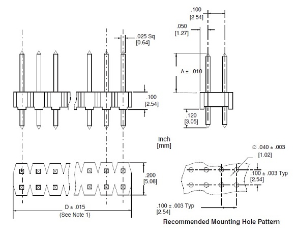 Pin Header 2x6 Drawing