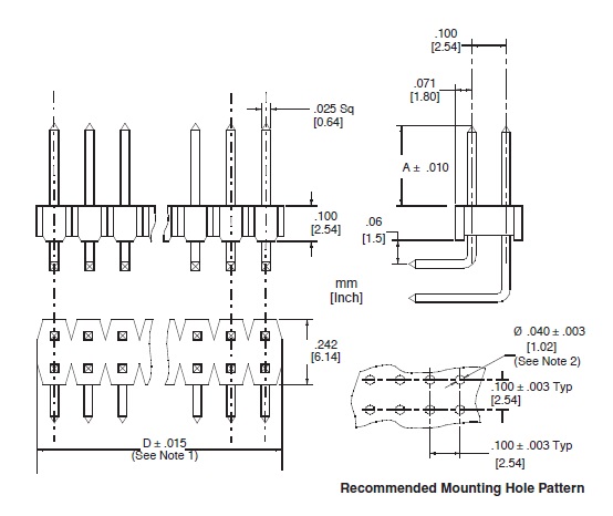 Pin Header 2x6R Drawing